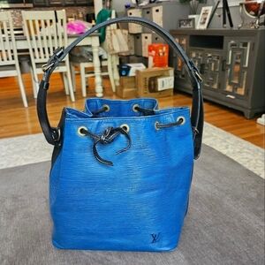 Louis Vuitton Petit Noe Toledo Blue and Black Epi Bucket Bag date code A21901